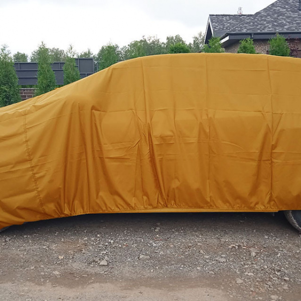 НАКИДКА ИЗ КАПРОНОВОЙ ТКАНИ ОРАНЖЕВОГО ЦВЕТА, ДЛЯ ЛЕГКОВЫХ АВТОМОБИЛЕЙ (СЕДАН) ,РАЗМЕР L  
